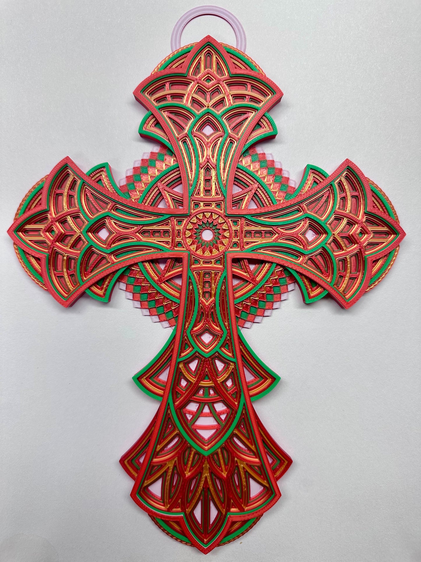 3D Printed Mandala Cross - Unique Beautiful Art
