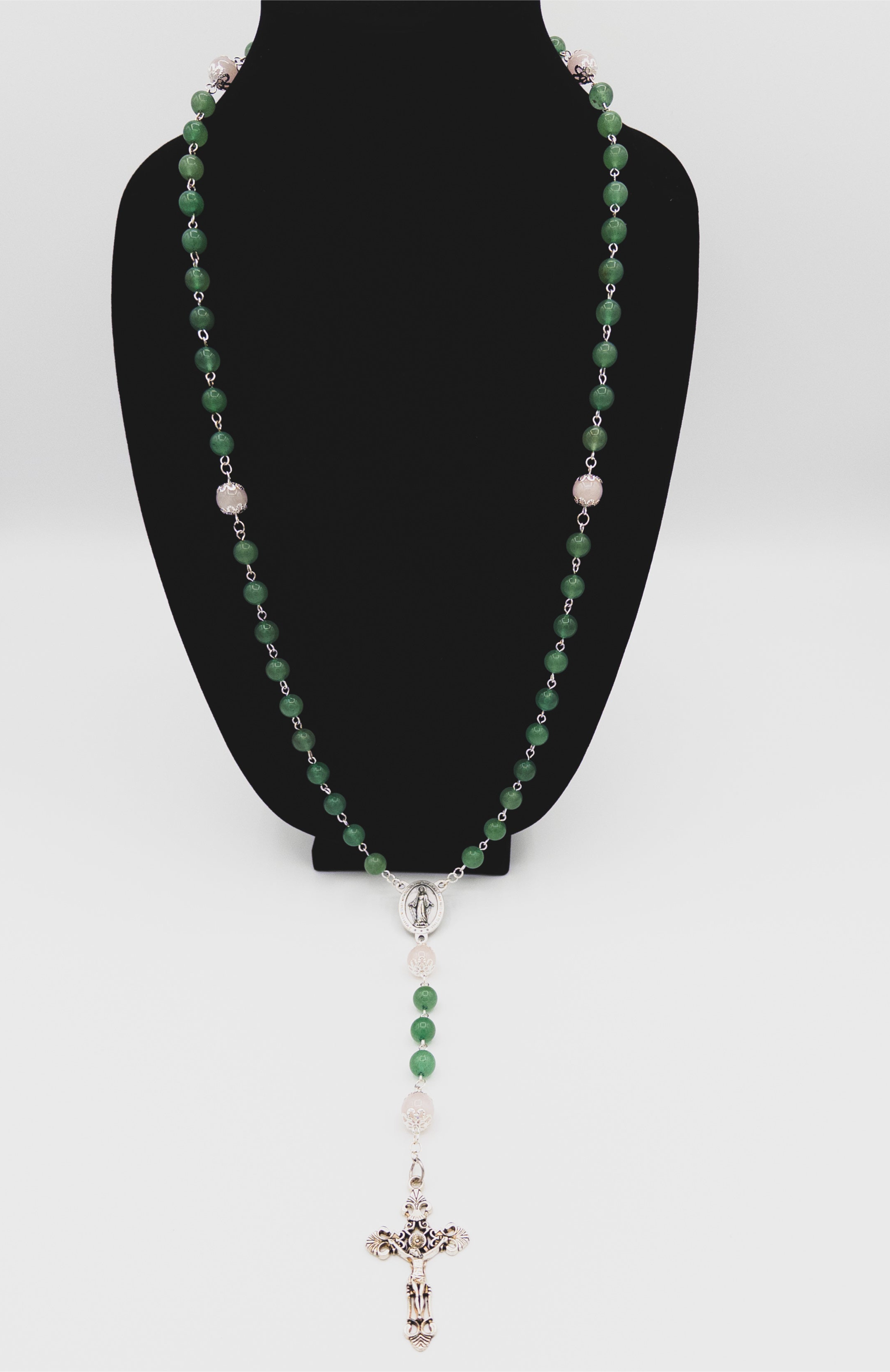 Green Aventurine and Rose Quartz Rosary ￼