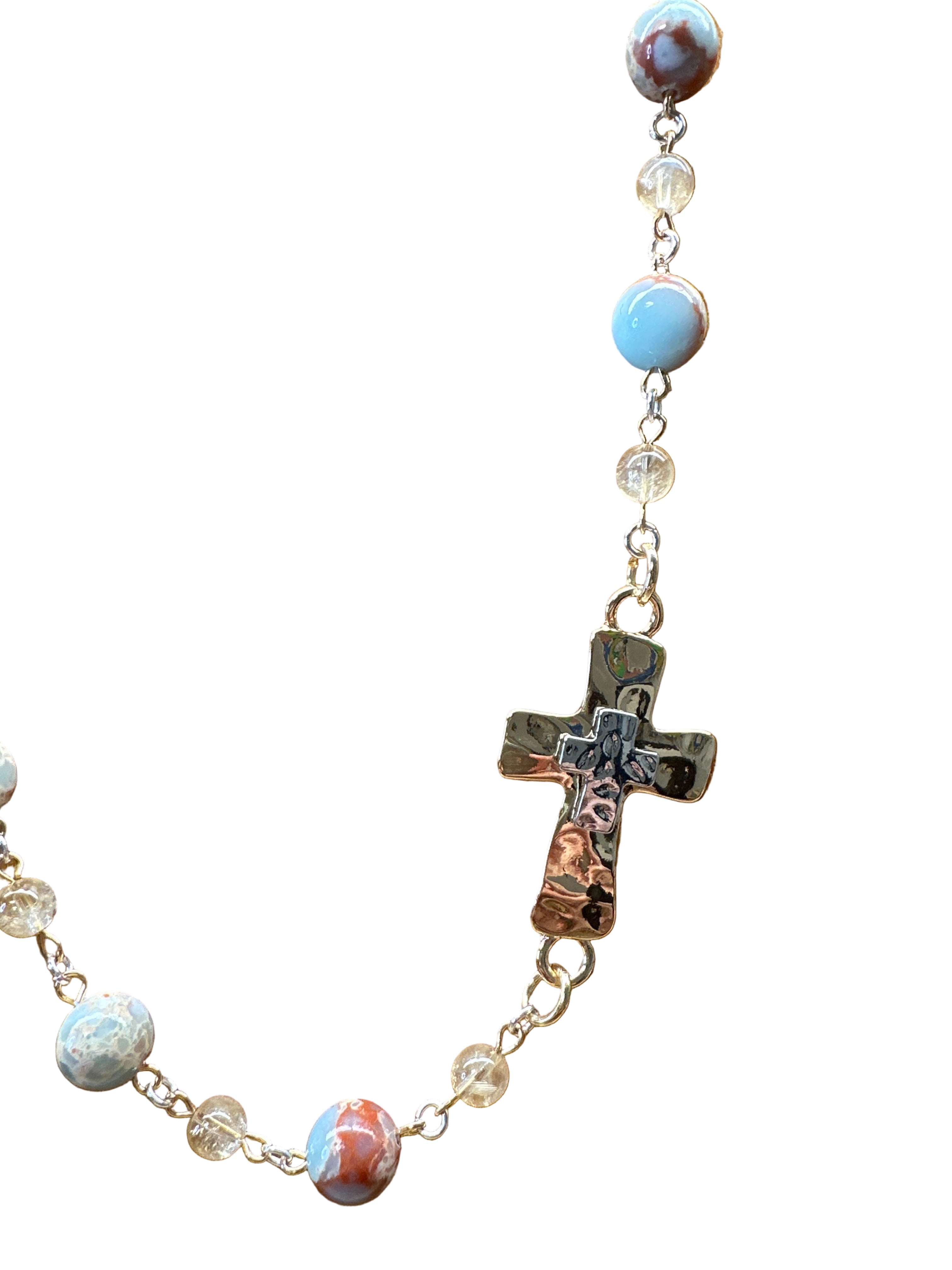 Azure Imperial Jasper and Citrine Necklace Dual Tone