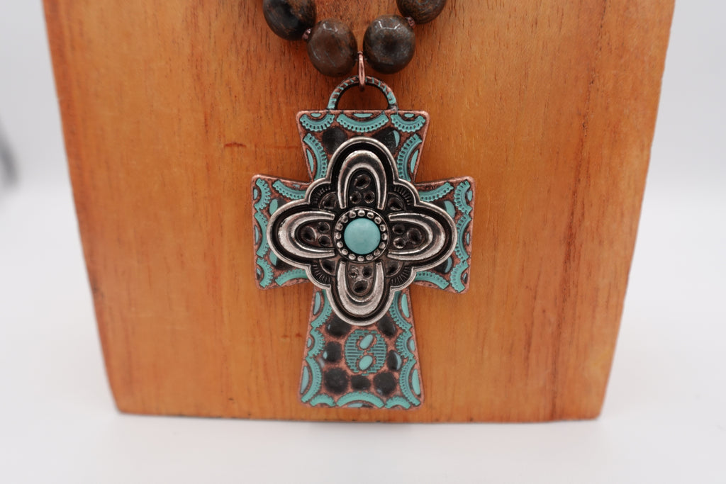 Turquoise and Lava Stone Necklace