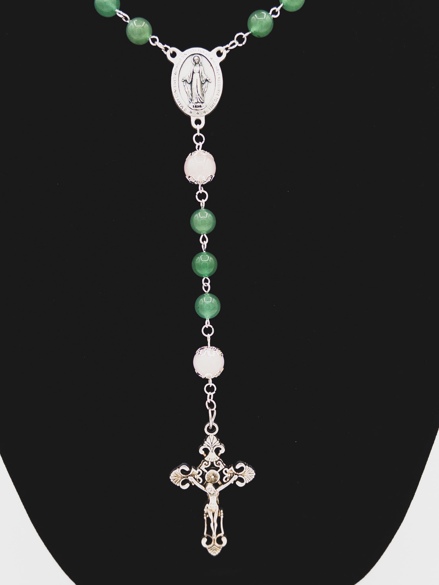 Green Aventurine and Rose Quartz Rosary ￼