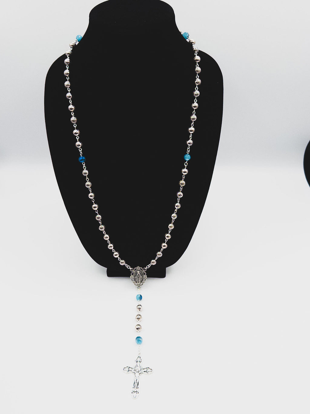 Handcrafted Metal Rose & Fired Crystal Rosary