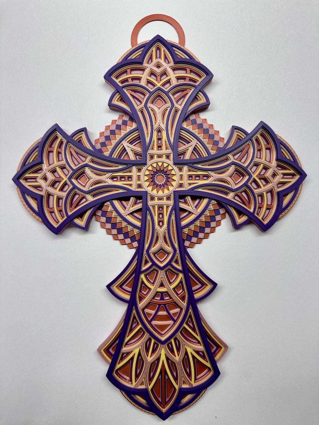 3D Printed Mandala Cross - Unique Beautiful Art