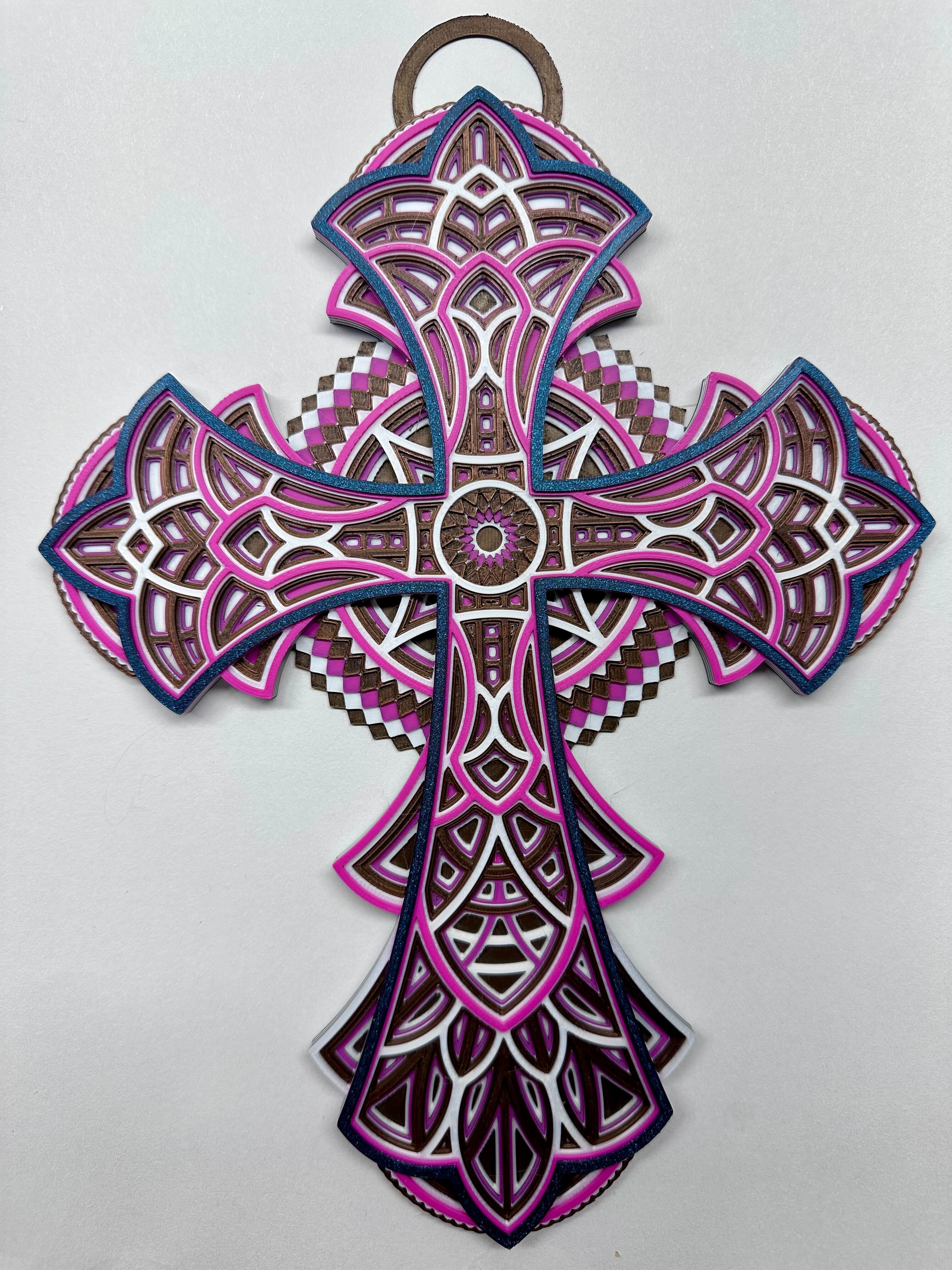 3D Printed Mandala Cross - Unique Beautiful Art