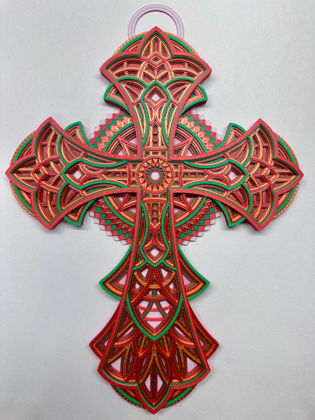 3D Printed Mandala Cross - Unique Beautiful Art
