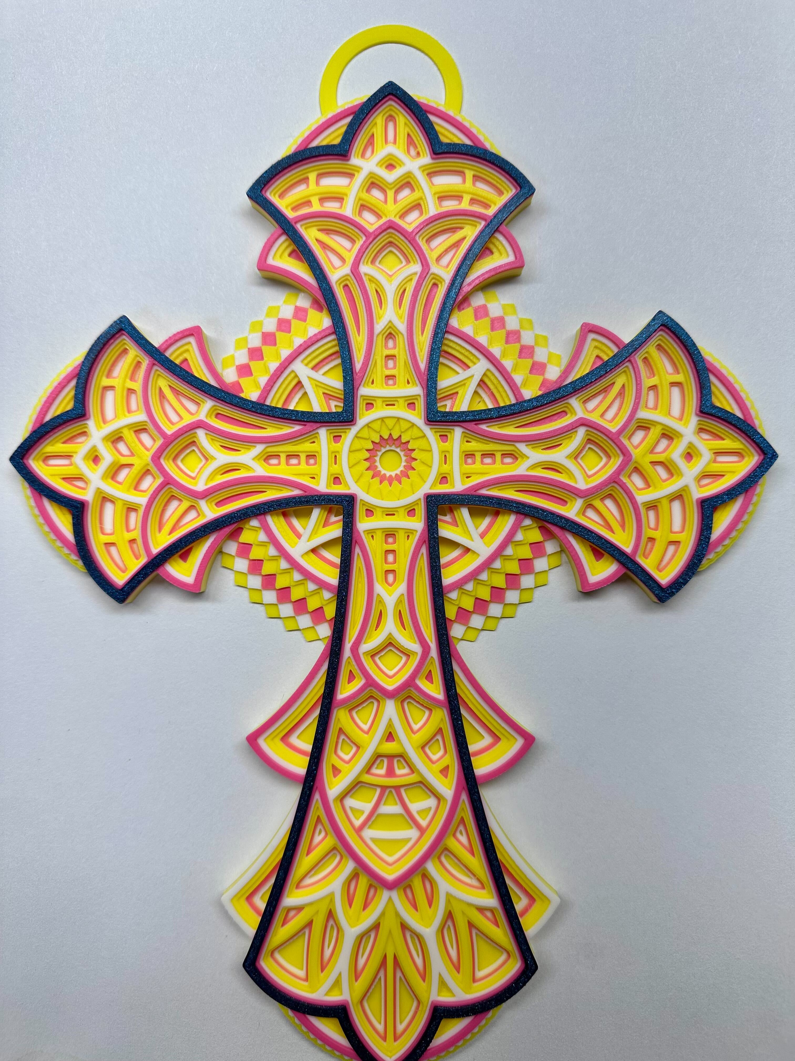 3D Printed Mandala Cross - Unique Beautiful Art