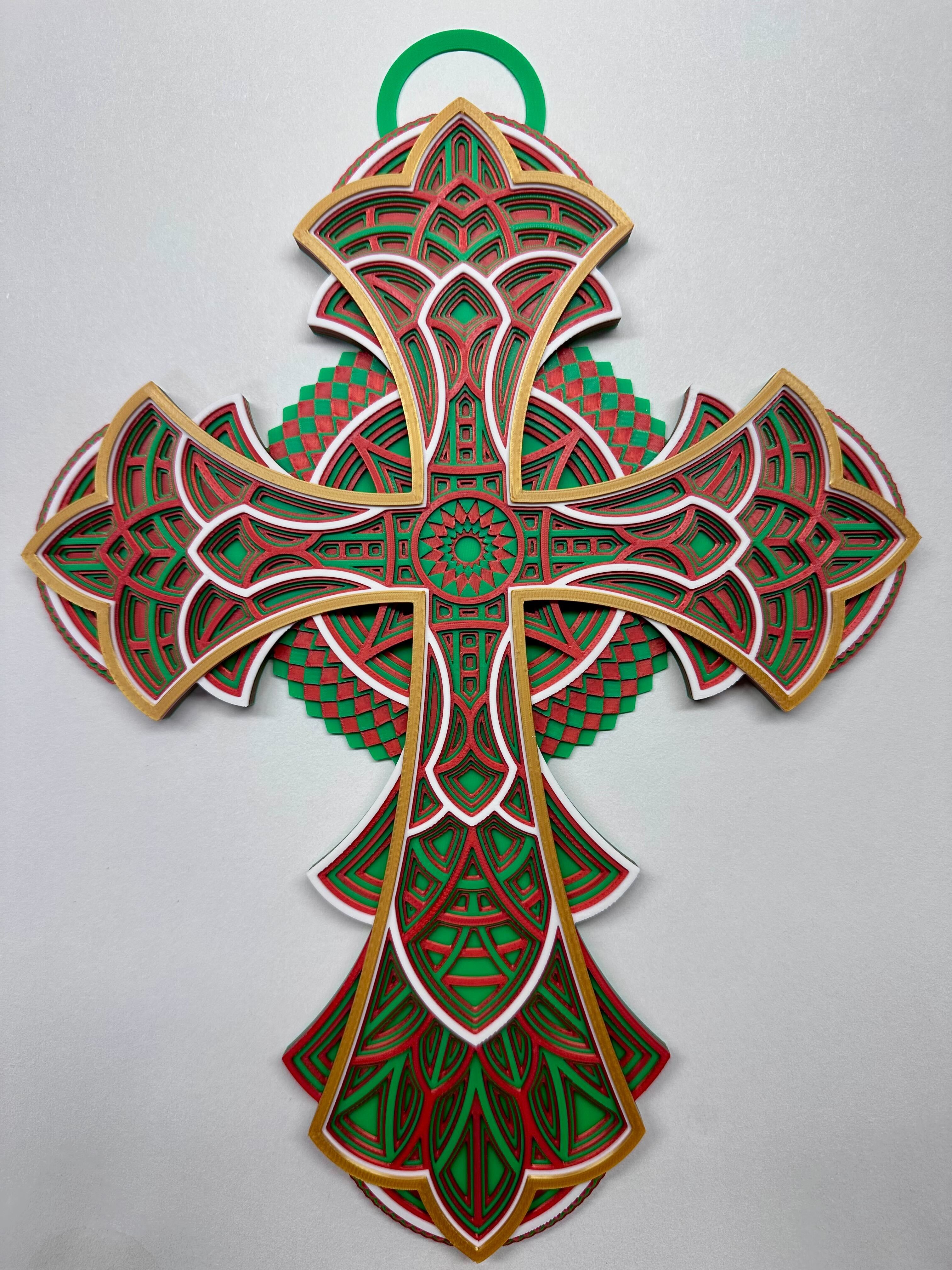 3D Printed Mandala Cross - Unique Beautiful Art